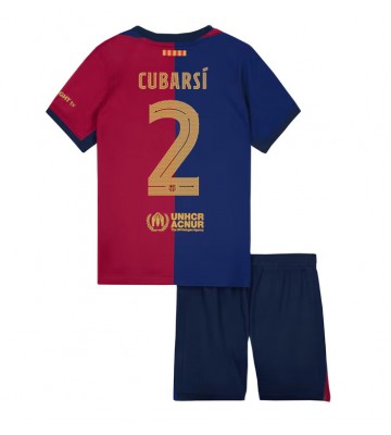 Barcelona Pau Cubarsi #2 Primera Equipación Niños 2024-25 Manga Corta (+ Pantalones cortos)